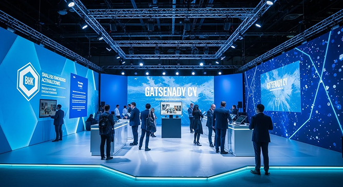 Conference LED Video Wall Rentals High-resolution LED video wall at a corporate conference managed by AVR Expos.